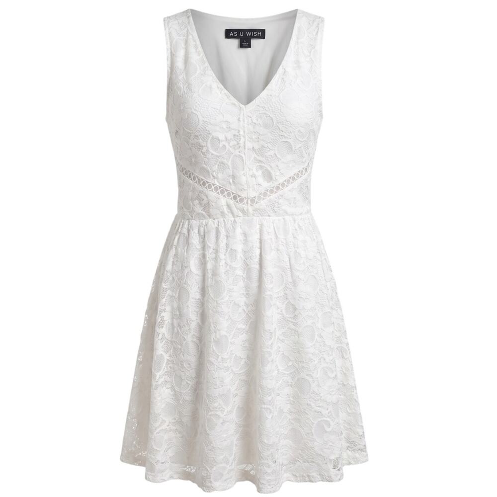 Floral Lace Ladder Trim Mini Dress